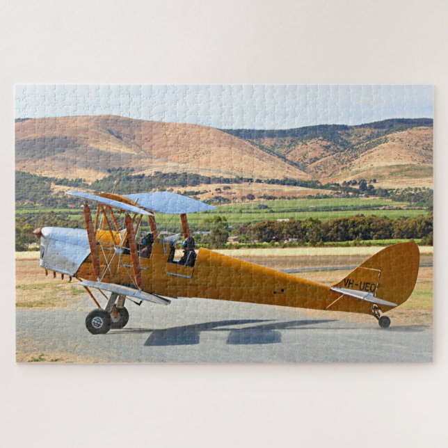 Puzzle Tiger Moth biplane avant le décollage (Horizontal)
