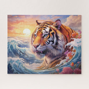 Puzzle Tiger Ocean Waves Surreal Imaginaire Art