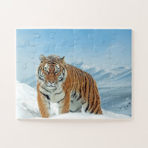 Puzzle Tiger Snow Mountains photo d'un animal à la mode