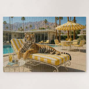 Puzzle Tigre au bord de la piscine à Palm Springs