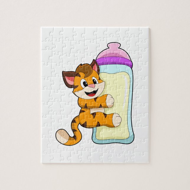 Puzzle Tigre avec Bébé bouteille de lait (Vertical)