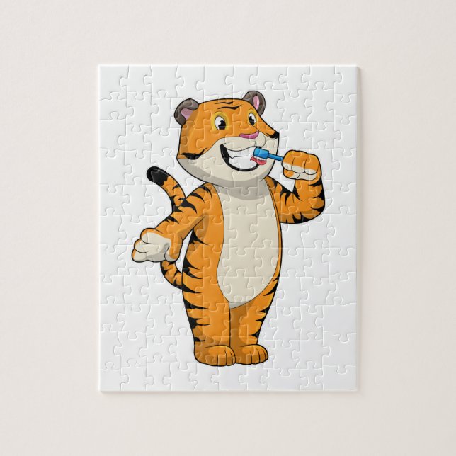 Puzzle Tigre avec brosse à dents (Vertical)