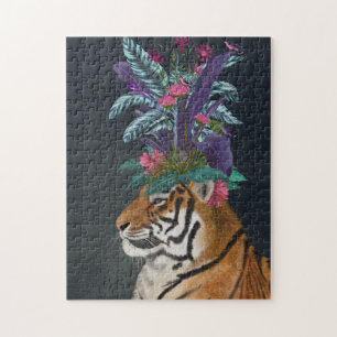 Puzzle Tigre avec tête tropicale