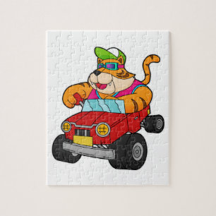 Puzzle Tigre avec voiture