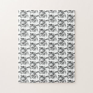 Puzzle Tigre Blanc du Bengale Amateur d'Animaux Visage Fé