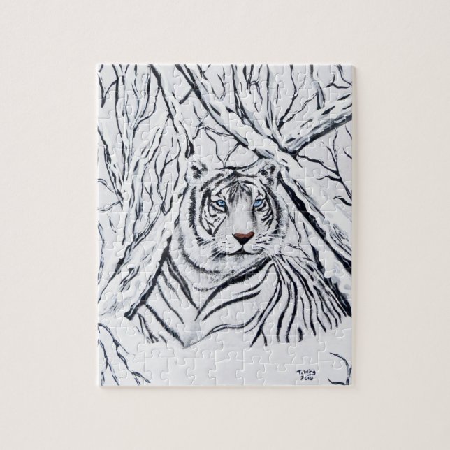 Puzzle Tigre Blanc Se Mélange En (Vertical)