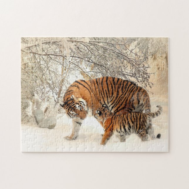 Puzzle Tigre dans la neige (Horizontal)