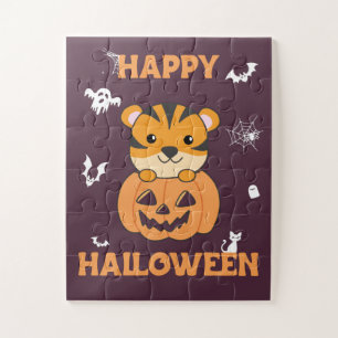 Puzzle Tigre En Citrouille Doux Tiger Joyeux Halloween Ji