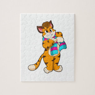 Puzzle Tigre en hiver avec Écharpe