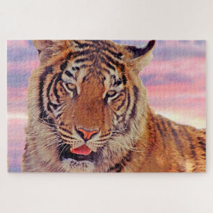Puzzle Tigre endormi au coucher du soleil, Big Cat