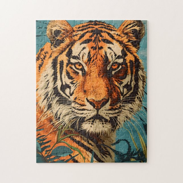 Puzzle Tigre vintage : Nostalgie majestueuse (Vertical)