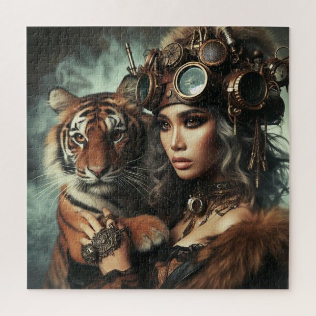 Puzzle Time Machine Jeune fille et tigre 80-1 (Vertical)