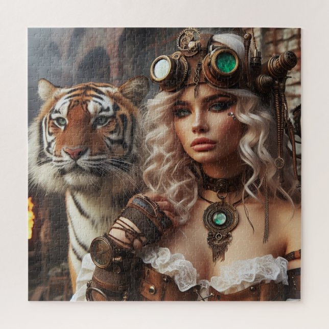 Puzzle Time Machine Young Girl and Tiger 80-2 Poster (Vertical)