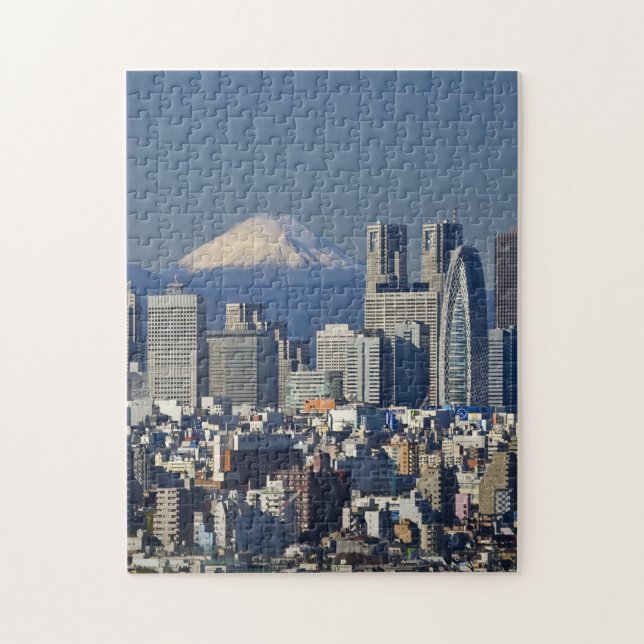 Puzzle Tokyo, Shinjuku District Skyline, Mont Fuji (Vertical)