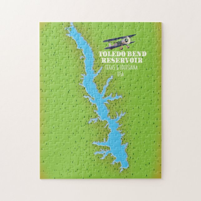 Puzzle Toledo Bend réservoir Texas & Louisiana Carte (Vertical)