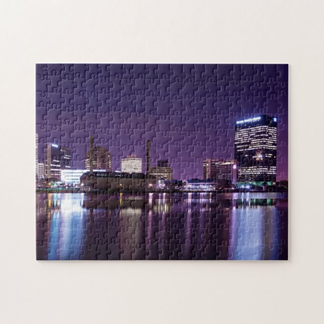 Puzzle Toledo Ohio City Skyline la nuit (Horizontal)