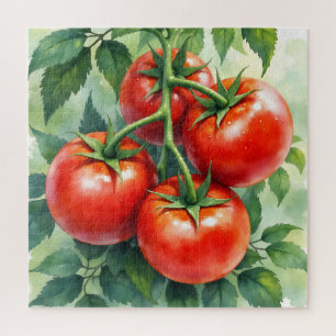 Puzzle Tomate mûre sur vigne aquarelle fraîche