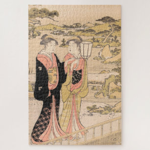 Puzzle Torii Kiyonaga Deux femmes dans un jardin art japo