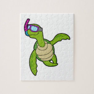 Puzzle Tortue à la natation avec tuba
