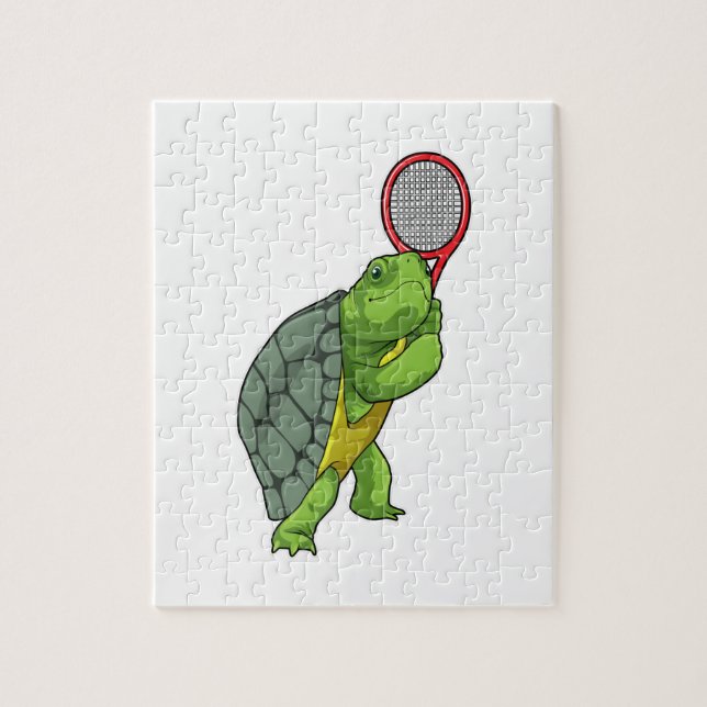 Puzzle Tortue au Tennis avec raquette de tennis (Vertical)