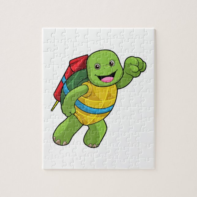 Puzzle Tortue au volant avec fusée (Vertical)