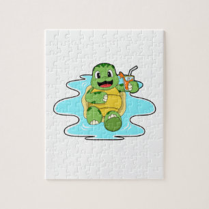 Puzzle Tortue avec boisson dans l'eau