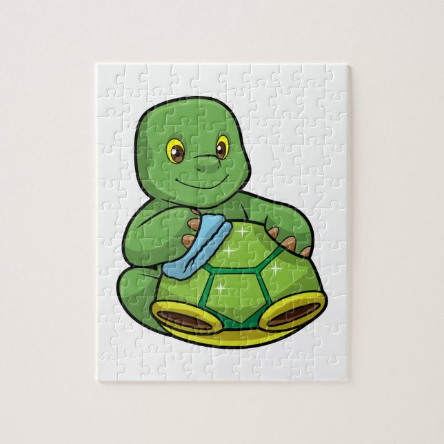 Puzzle Tortue avec coquille et chiffon de nettoyage (Vertical)