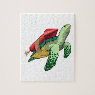 Puzzle Tortue avec fusée