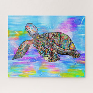 Puzzle Tortue de mer colorée Personnalisé