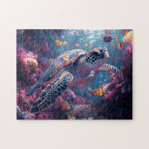 Puzzle Tortue de mer Corail pourpre récif
