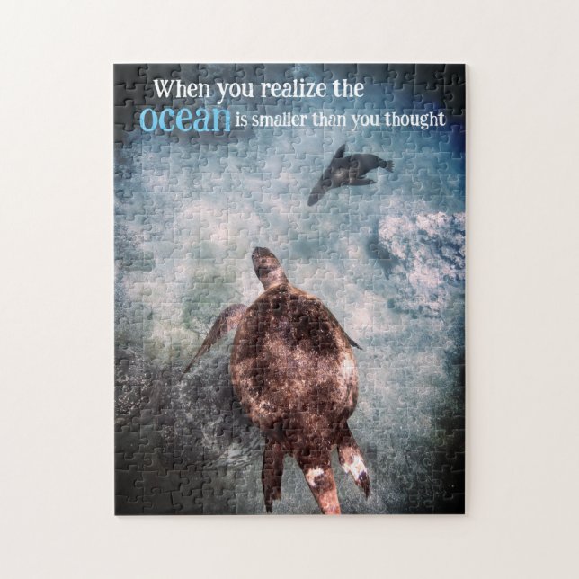 Puzzle Tortue de mer et lion de mer sous l'eau (Vertical)