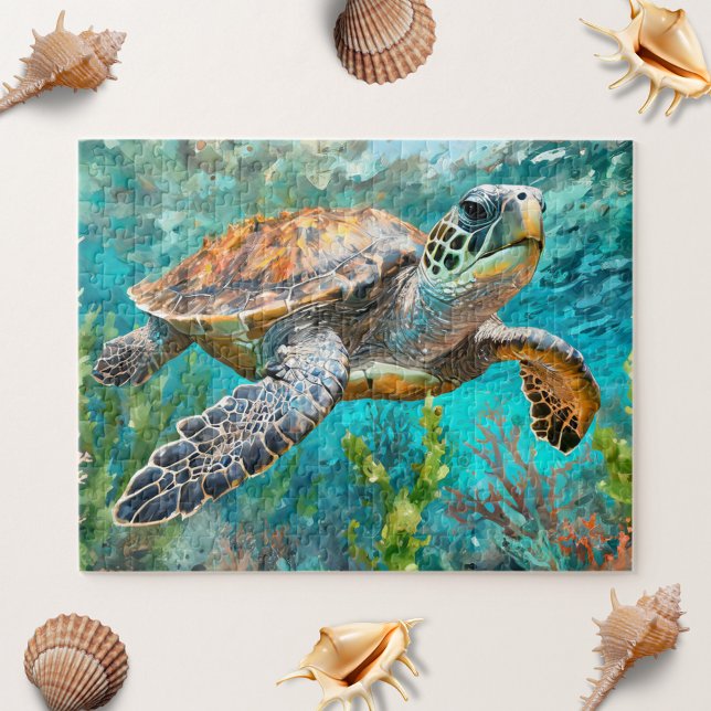 Puzzle Tortue de mer et peinture de corail (Créateur téléchargé)