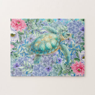 Puzzle Tortue de mer florale