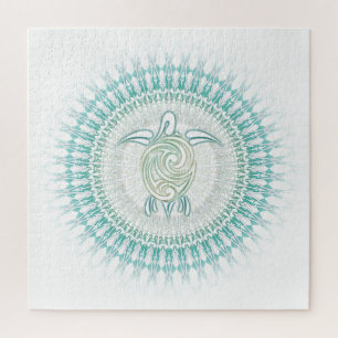 Puzzle Tortue de mer Mandala Vert blanc