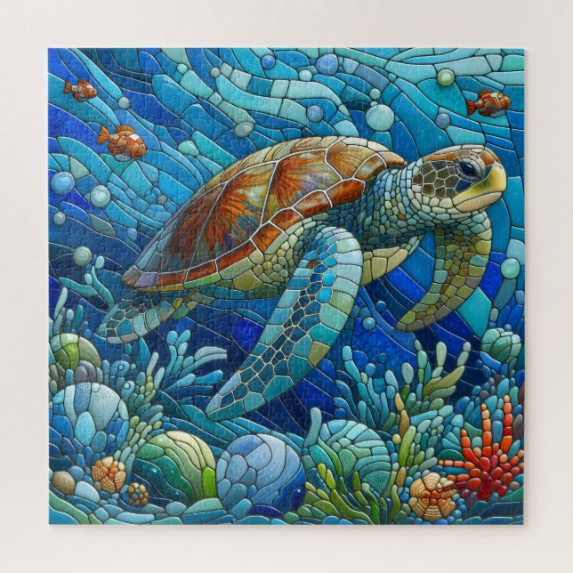 Puzzle Tortue de mer Mosaic Sous-monde Vibrant Unique Adu (Vertical)