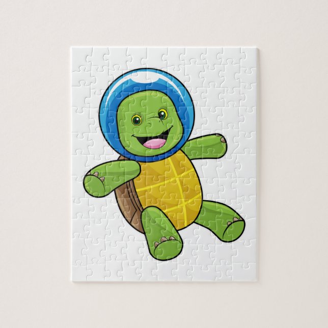 Puzzle Tortue en astronaute avec boule de verre (Vertical)