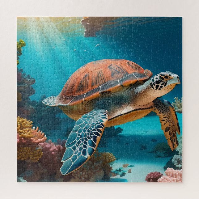 Puzzle Tortue marine Serene 3D en Océan -Tranquille Lif M (Vertical)