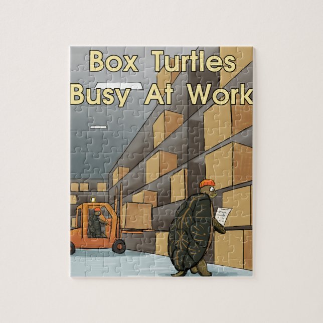 Puzzle Tortues de boîte amusantes au travail (Vertical)