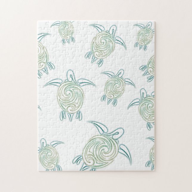 Puzzle Tortues de mer Motif blanc vert (Vertical)