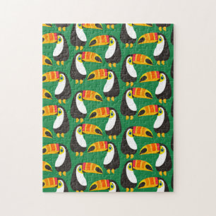 Puzzle Toucan Bird Orange Beak Natural Green Animal