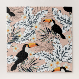 Puzzle Toucans, Palmiers, Plumeria : Pink Tropical.
