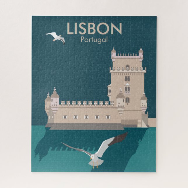 Puzzle Tour de Belem de Lisbonne dans le style poster vin (Vertical)