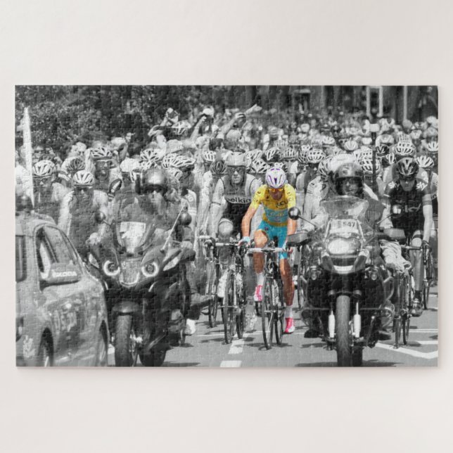 Puzzle Tour de France Jaune Jersey Peloton Course cyclist (Horizontal)