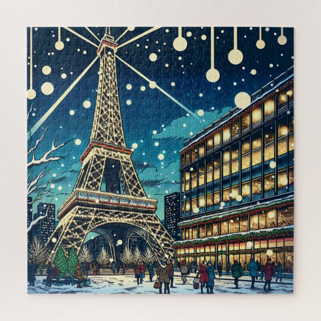 Puzzle Tour Eiffel à Paris, France à l'heure de Noël (Vertical)