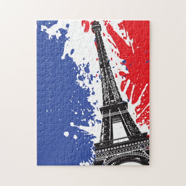 Puzzle Tour Eiffel | drapeau grunge de Paris, France | (Vertical)