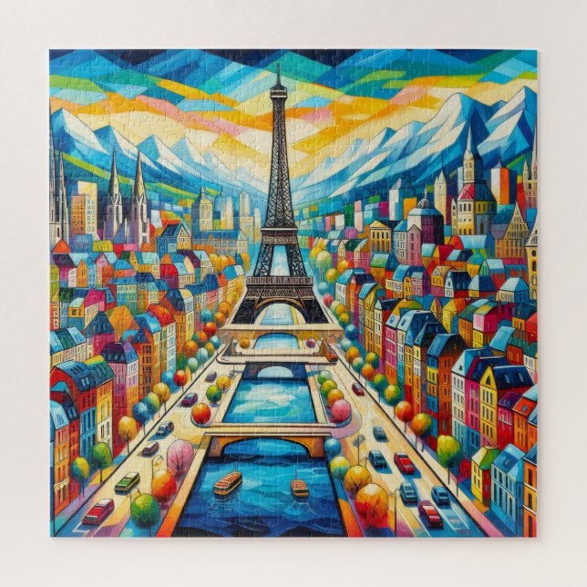 Puzzle Tour Eiffel et tableaux colorés (Vertical)