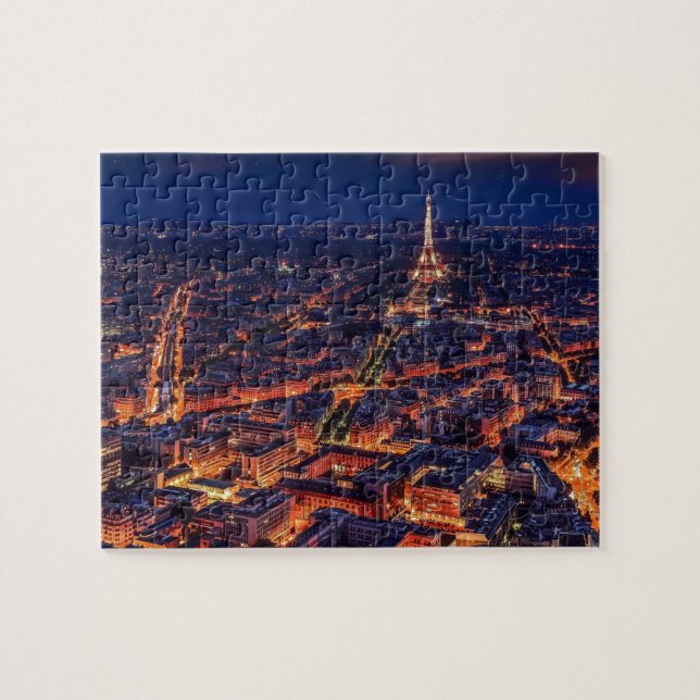 Puzzle Tour Eiffel Paris Nuit Ville Europe Voyage Photo (Horizontal)