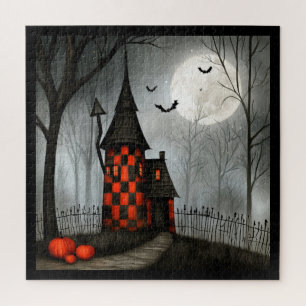 Puzzle Tour Halloween en damier gothique