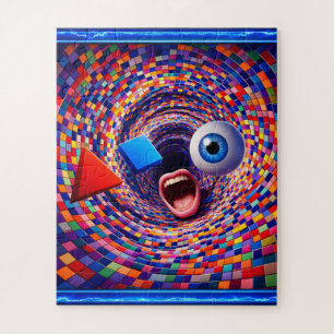 Puzzle Tourbillon mosaïque surréaliste, œil et bouche psy