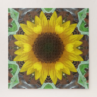 Puzzle Tournesol unique avec feuilles de menthe